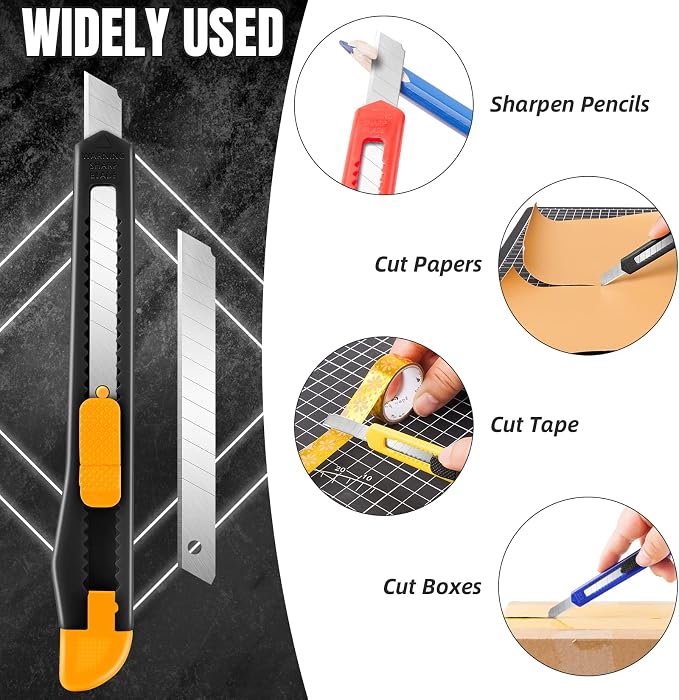 48 Pack 9mm Box Cutter Retractable Utility Knife, Razor Knife - Image 4
