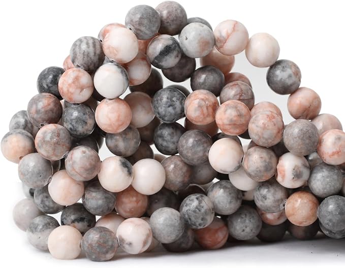 35PCS 10mm Natural Pink Zebra Jasper Round Loose Beads by CHEAVIAN