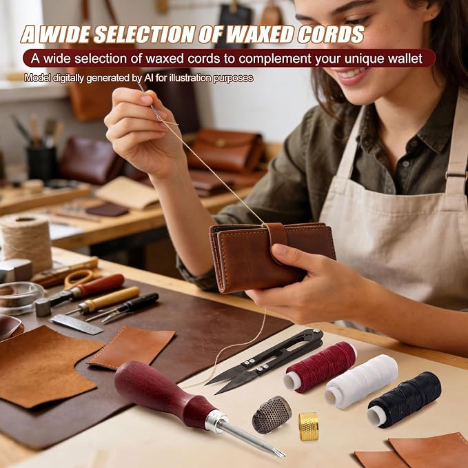 Leather Working Kit with Cowhide and Paint Set | Men's Wallet DIY Kit, Leather - Image 3
