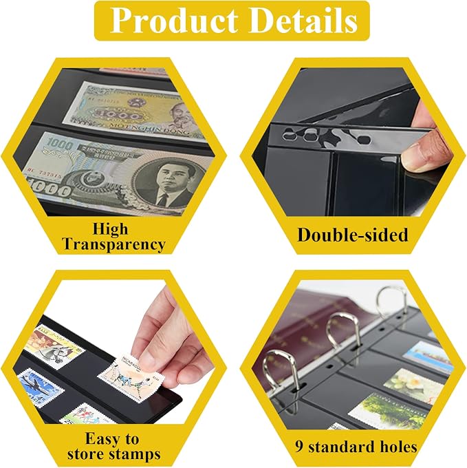 MUQING 20 Sheets Stamp pages for Stamp Album Binder, Stamp Collecting Supplies - Image 3