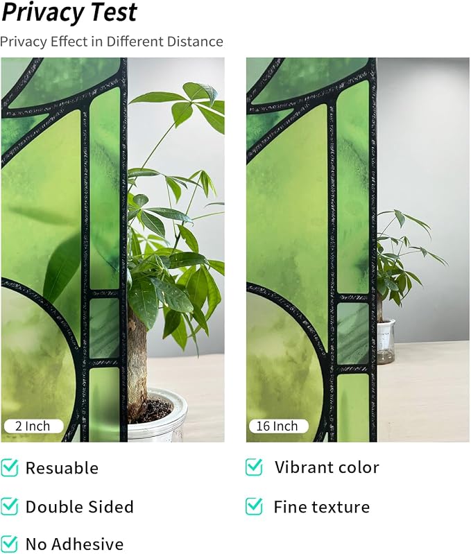 Original Hand Drawn Faux Stained Glass Window Film, Double-Sided Privacy Static - Image 3
