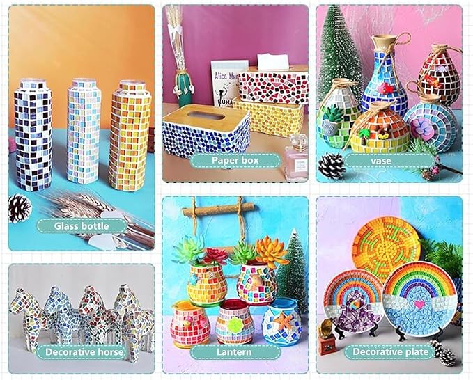 1.1LB Mixed Color Irregular Crystal Mosaic Tiles, Tiny Mini Mosaic Tile DIY - Image 3