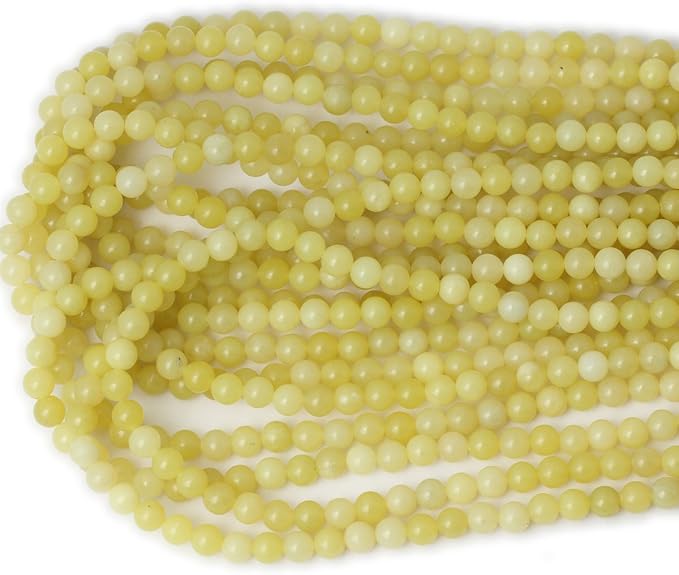60PCS 6mm Natural Yellow Lemon Jade Gemstone Round Loose Beads - Image 3