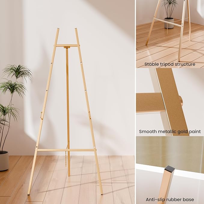 Gold Easel Stand for Sign, Heavy Duty Easel, 4-Tier Adjustable Art Easel for - Image 4