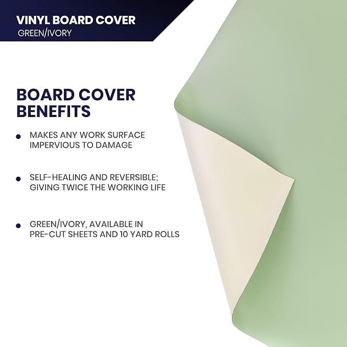 Pacific Arc Vinyl Board Cover. Self Healing and Stain Resistant Green/Ivory - Image 4