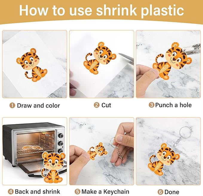 161 Pcs Shrink Paper Keychain Kit, 30 Shrink Plastic Sheets - Image 5
