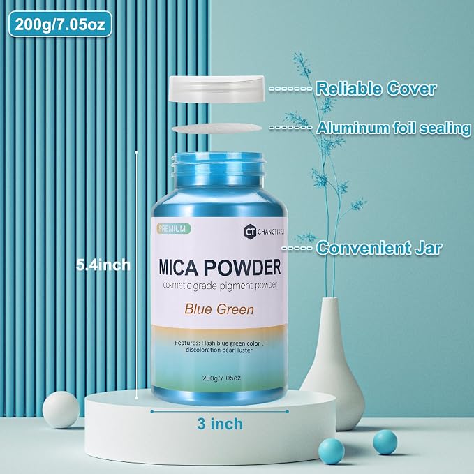 Mica Powder, 7.05OZ（200g）, Epoxy Resin, Candle Making, Bath Bombs - Image 3