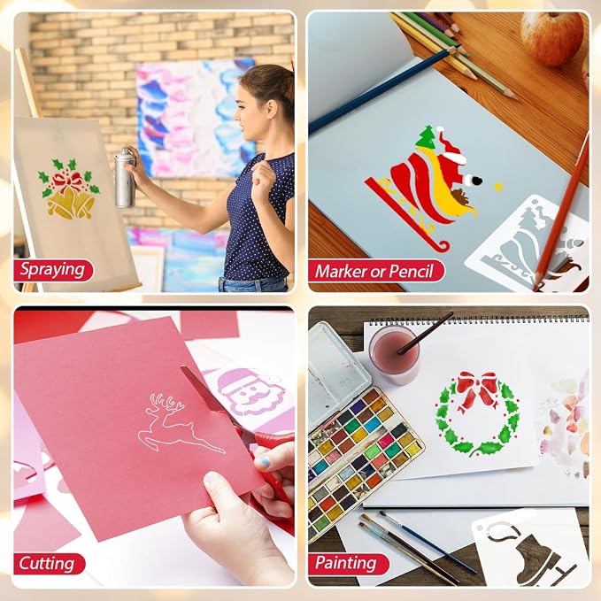 50 PCS Christmas Painting Stencils Reusable Christmas Stencils - Image 6