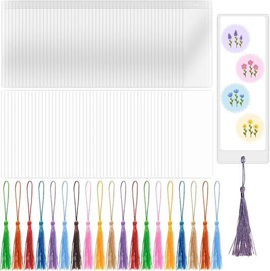DSYIL Blank Bookmarks Making Kit, 50 Colorful Tassels, 5.5 x 2 inches by DSYIL