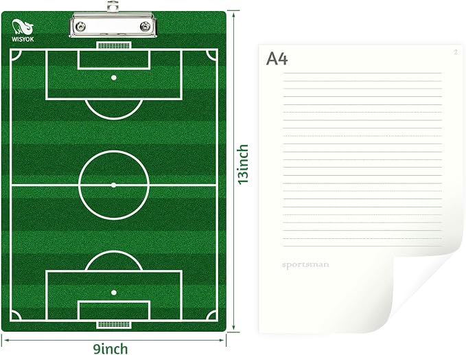 WISYOK Double-Sided Soccer Coaching Clipboard, Premium Dry Erase Tactical Board - Image 2