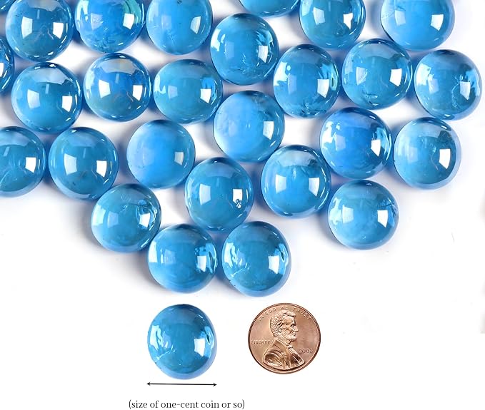 5 lb Light Blue Glass Beads for Vases, Flat Marbles Stones for Vase, - Image 2
