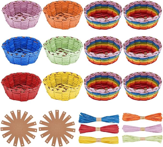 FREEBLOSS 12 Set Basket Weaving Kit Colorful Raffia by FreeandCreativeCraftsArt
