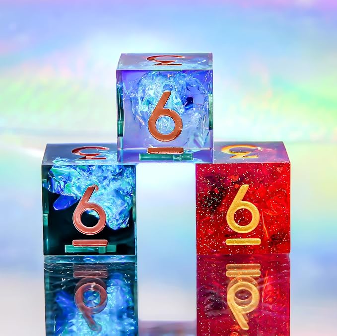 3Pcs D6 DND Dice with Resin Sharp Edge D&D Dice, Random Color and Style 6 Sided - Image 3