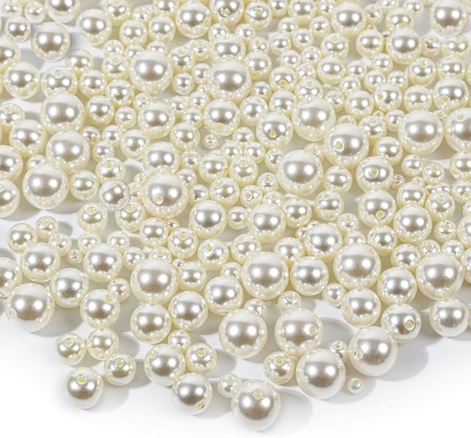 Pearl Beads, Anezus 800pcs Ivory Pearl Craft Beads Loose Pearls - Image 5