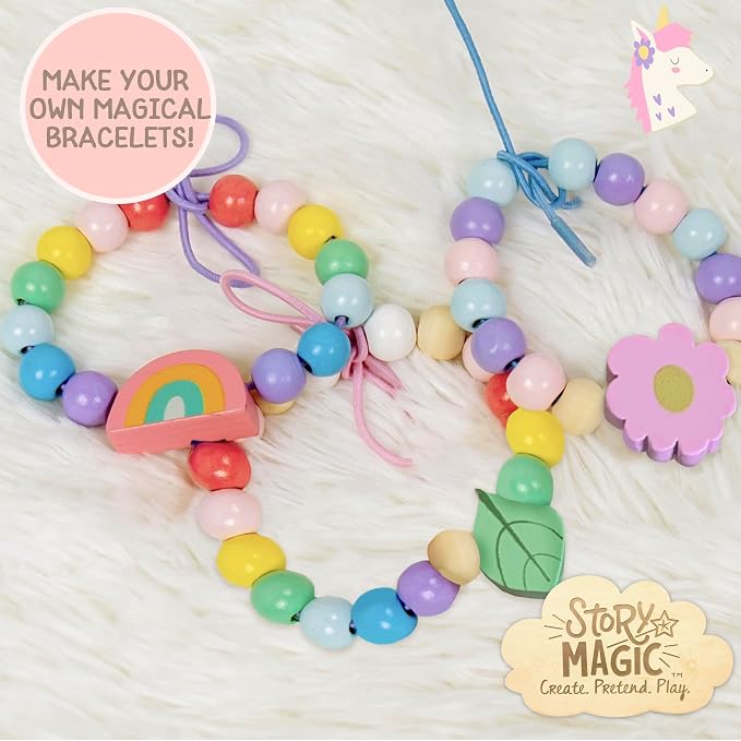 Story Magic Wooden Flower Bead Set, Over 300 Large Hole Wood Beads & Charms - Image 6