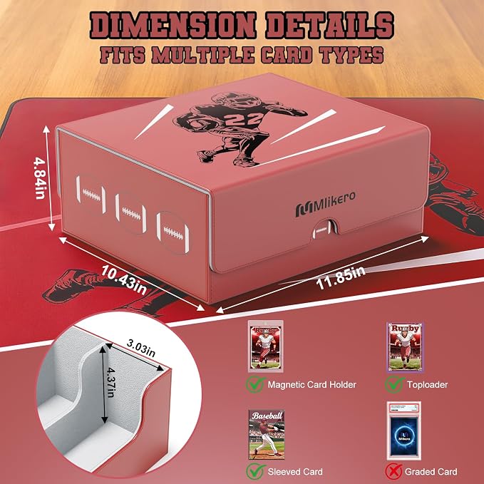 Mlikero Football Card Storage Box, Trading Card Storage Box Oversized Fits - Image 6