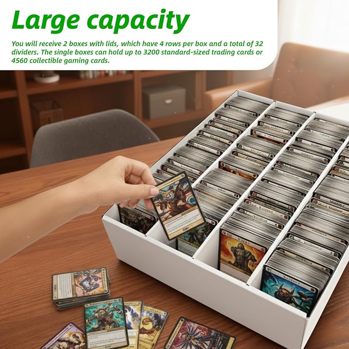 Calenzana 3200-Count Trading Cardboard Storage Boxes 2 Pack, 4 Row White Card - Image 4