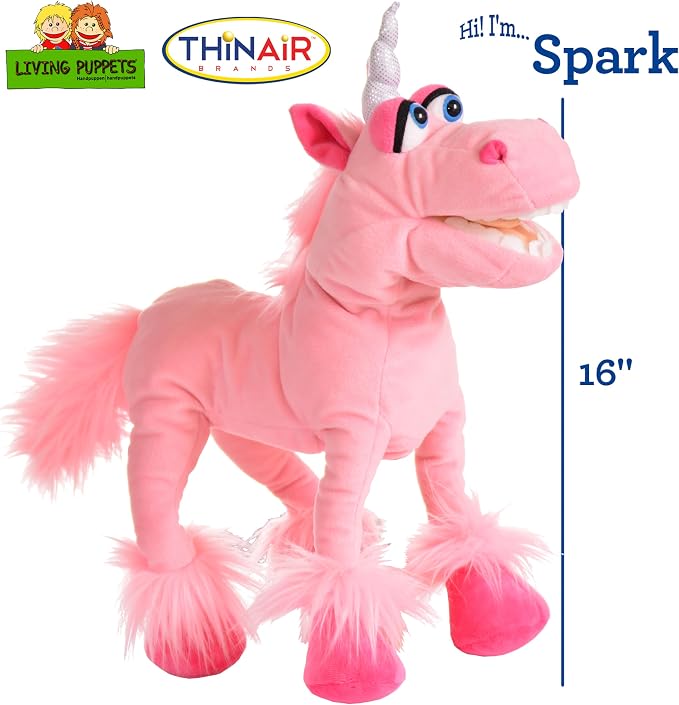 Living Puppets 16-Inch Pink Unicorn Hand Puppet - Image 2