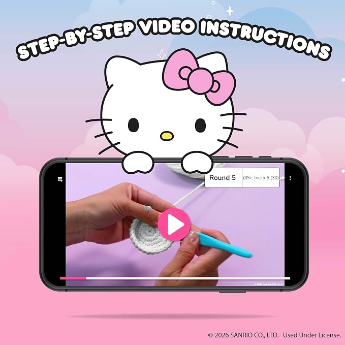 Hello Kitty® and Friends Crochet Kit – Hello Kitty® Bag Charm, Sanrio Crochet - Image 2