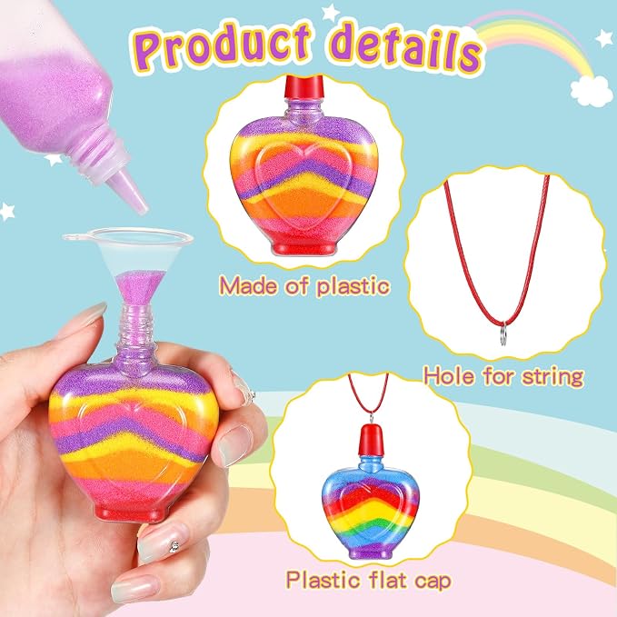 Uiifan 20 Pcs Sand Art Bottle Necklaces Bulk Sand Art Craft Kits - Image 3