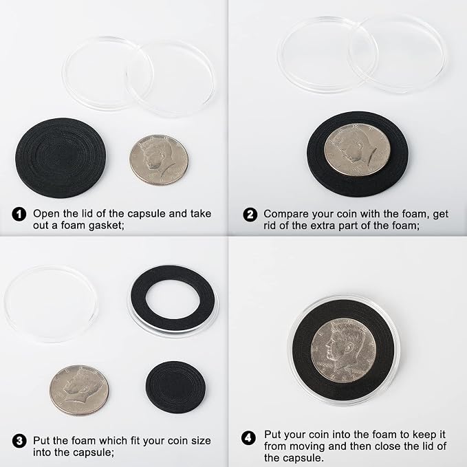 Coin Capsules with Foam Gasket and Storage Organizer Box, Coin Storage Case - Image 4
