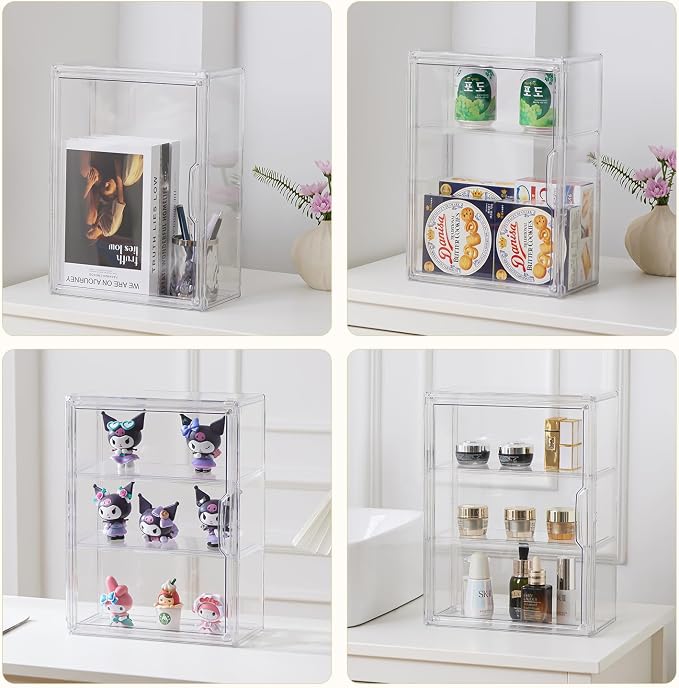 3 Tiers Clear Acrylic Display Case, Plastic Storage Bins - Image 5