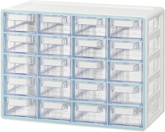 Blue Ginkgo Small 20-Drawer Cabinet – Stackable Clear Organizer by BLUEGINKGO