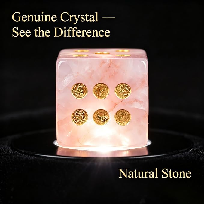 Natural Pink Stone Mahjong Dice Set of 2 - Image 7