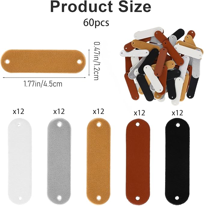 60pcs Handmade PU Leather Tags - Image 2