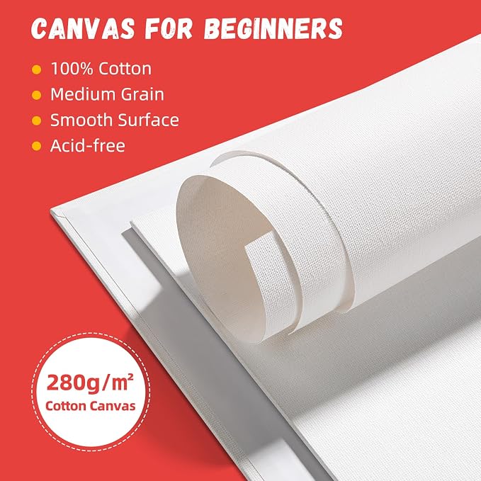 Simetufy 48 Pack 9x12 Inch Canvas Boards, Flat Art Canvas Panels | Pre-Primed - Image 2