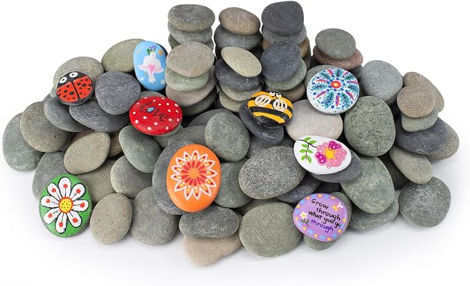 Simetufy 150 Pcs River Rocks for Painting, Flat & Smooth Stones Bulk to Paint by Simetufy