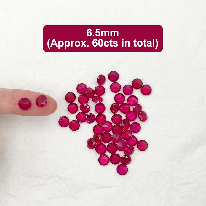 50Pcs Loose Synthetic Ruby Stone Bulk Wholesale Round Brilliant Cut Diamon - Image 2