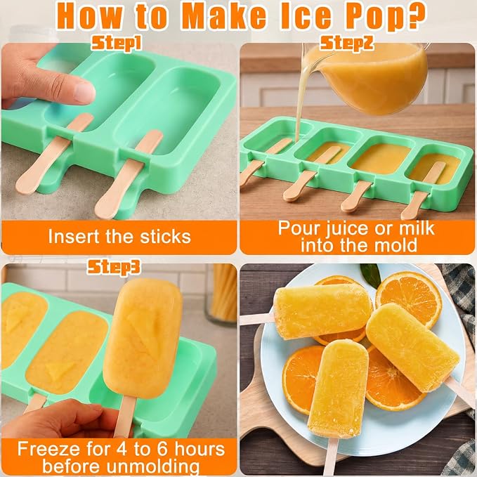 Mity rain 2 Pack Cake Pop Molds Silicone, 8 Cavity Reusable Cakesicle Molds | - Image 5
