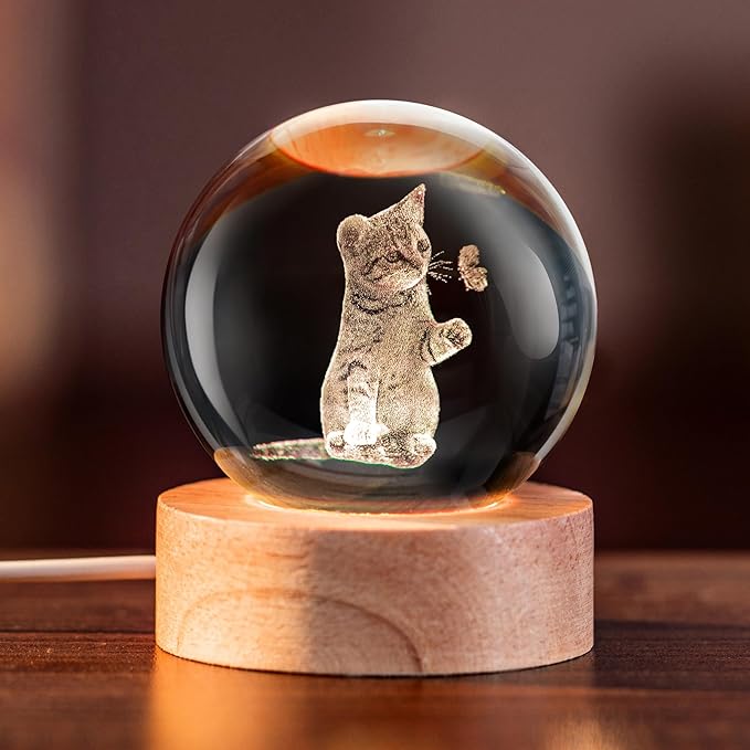 IFOLAINA 3D Cat Crystal Ball Ideas Gifts by IFOLAINA