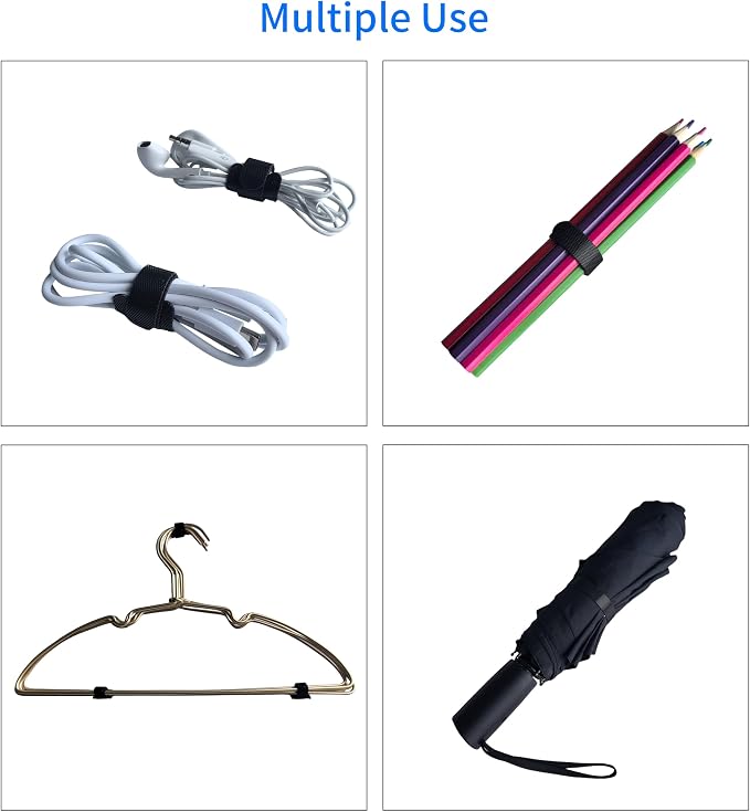 6 Inches Black Reusable Cable Ties, Cable Organizer, Cord Wrap and Hook Loop - Image 5