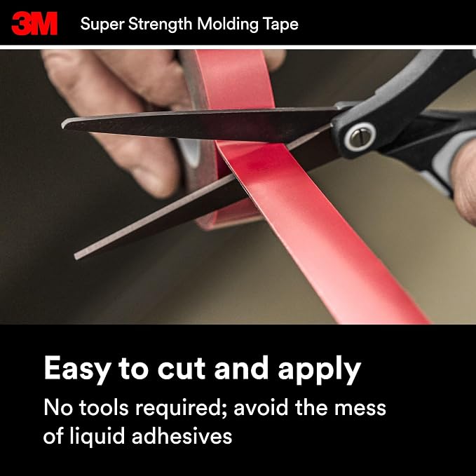 3M Super-Strength Molding Tape, 1/2 in x 15 ft, High Strength Double-Sided - Image 7