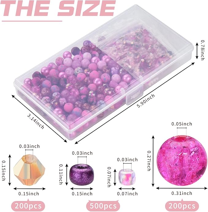 Rired 27 8mm Round Glass Beads Kit, Craft Beads - Image 2