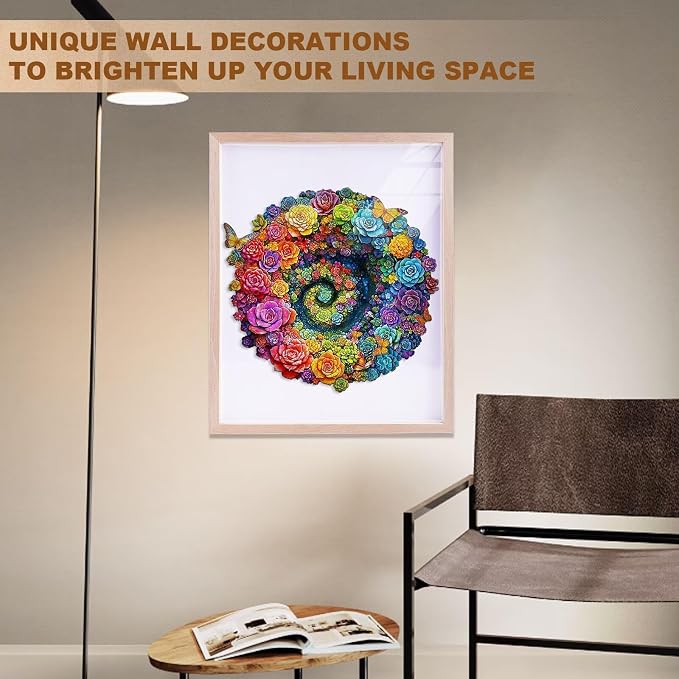 Rainbow Vortex Succulents Puzzles Adults Gifts Wooden 175 Pieces 11.4 * 10.9in - Image 8