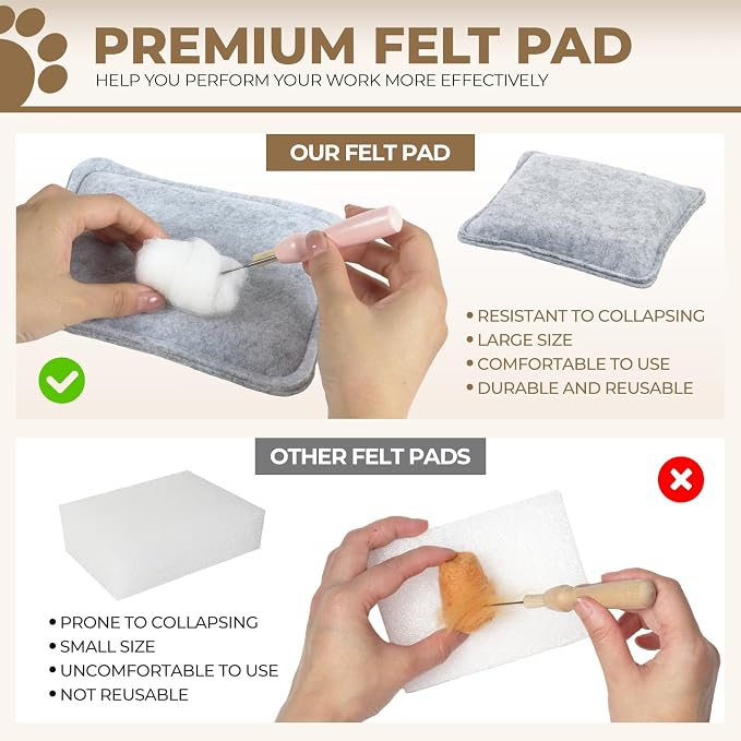 MOREJMTT Needle Felting Kit, Wool Felt Needle Felting Tools Foam Pad, Craft - Image 6