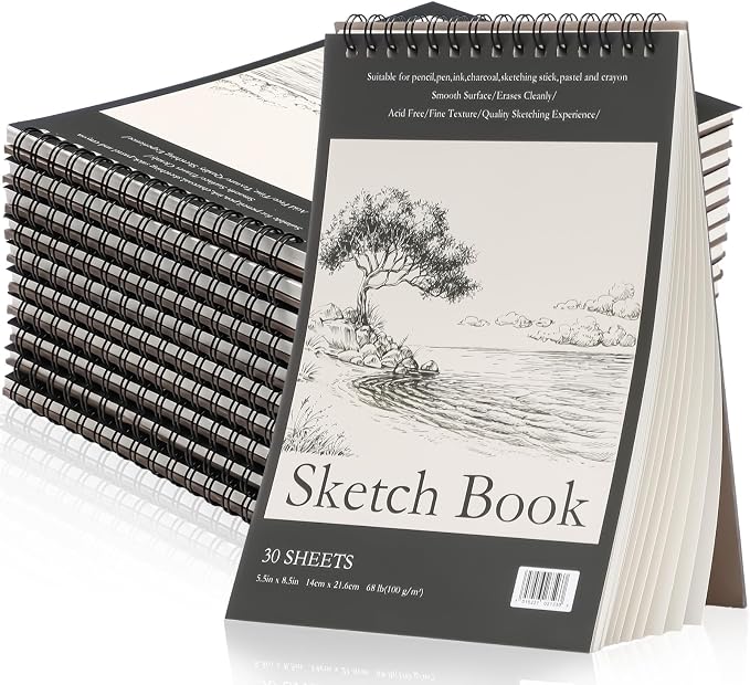 Jexine 20 Pcs 5.5'' x 8.5'' Top Spiral Bound Sketch Book 30 Sheet Each by Jexine