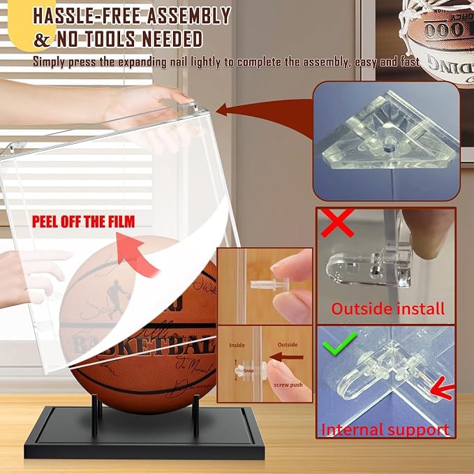 KKU Basketball Display Case, Acrylic Clear Full Size Basketball Case - Image 2