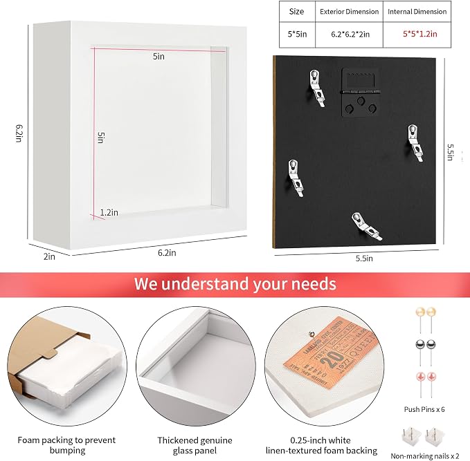 5x5 Small Shadow Box Picture Frame - Image 3