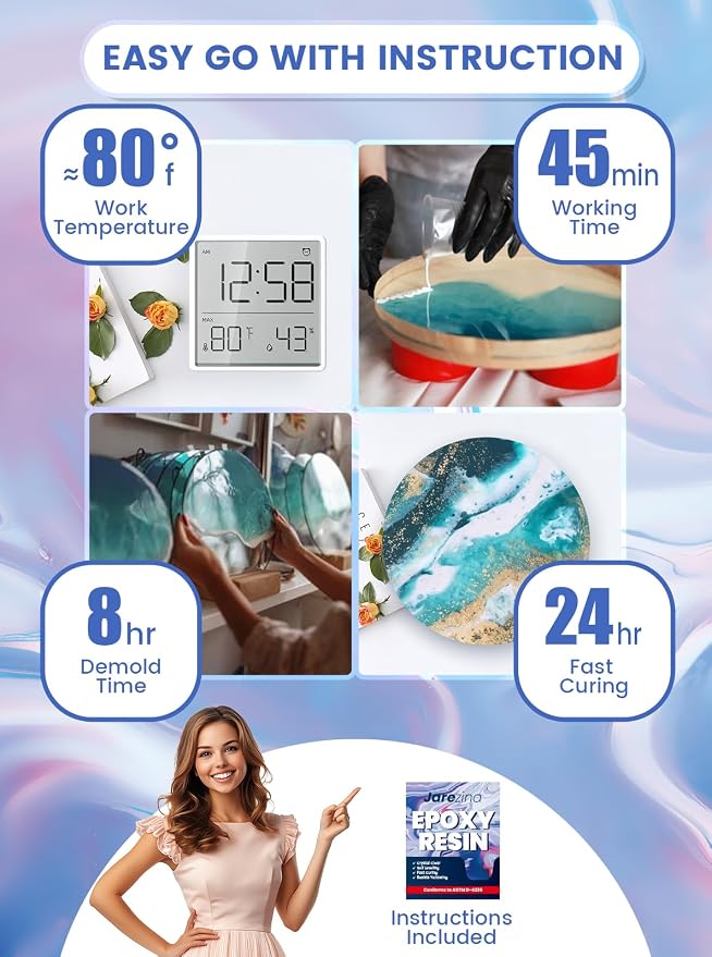 Jarezina Epoxy Resin Kit 64OZ, Crystal Clear Epoxy Resin-Strong and No Bubble - Image 2