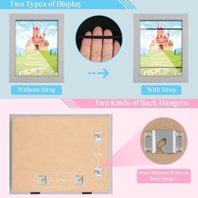 Kids Art Frames, 9x12 Front Opening Kids Artwork Frames Changeable, Holds 50 Pcs - Image 2