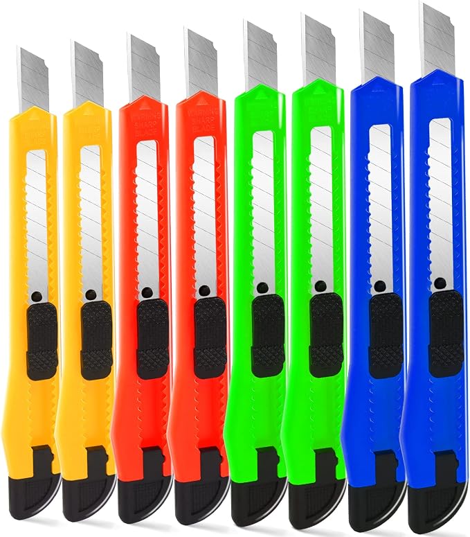8 Pack Box Cutter Utility Knife, 9mm Snap-off Box Cutter Retractable by TIFICAL