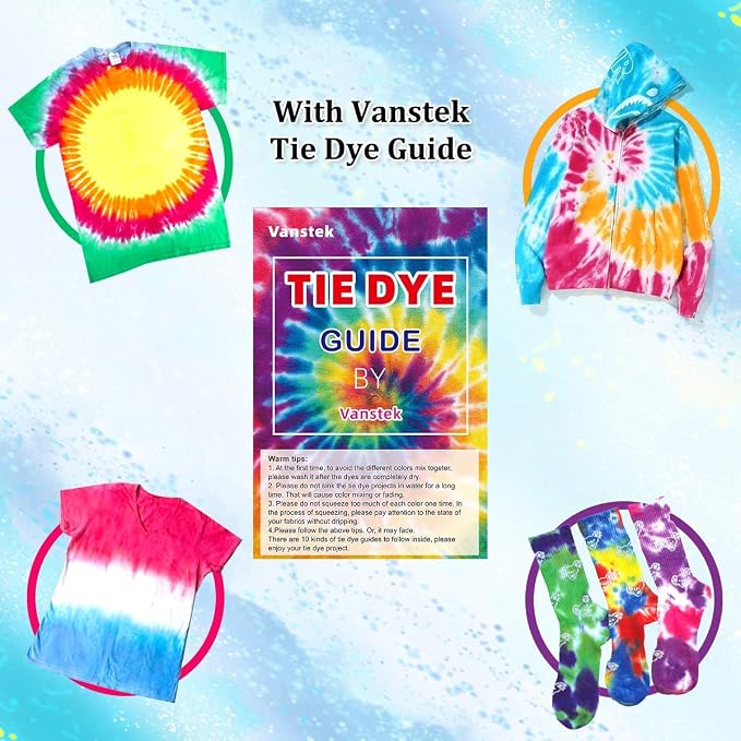Vanstek 20 Colors Tie Dye Kit, Tie Dye Shirt DIY Fabric Dye - Image 3