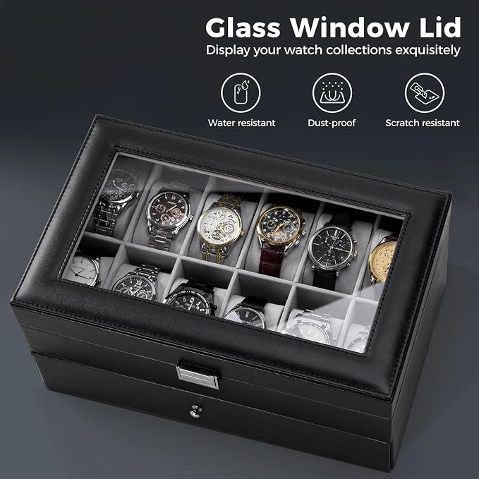 ProCase Watch Box, 12 Slot Mens Watch Case - Image 4