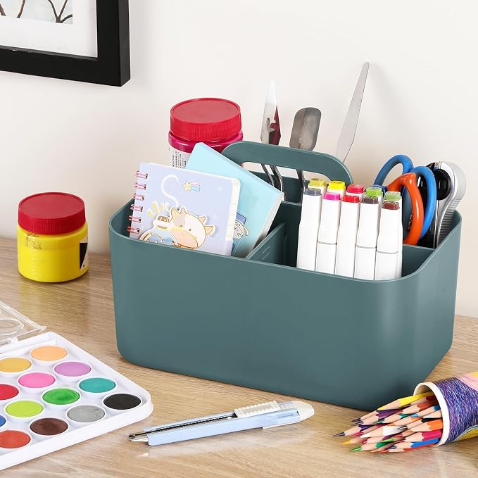 Multiuse Caddy Organizer with Handle, Portable Divided Plastic Tote Bin - Image 4