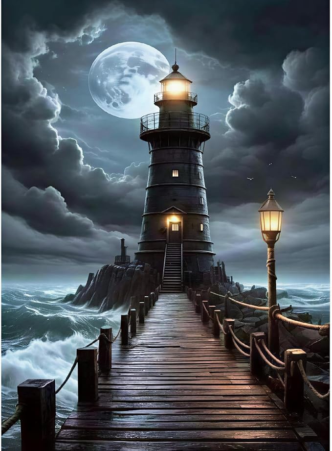 WUDWL Diamond Art Kits for Adults Beginner, Lighthouse DIY Beach Painting by WUDWL