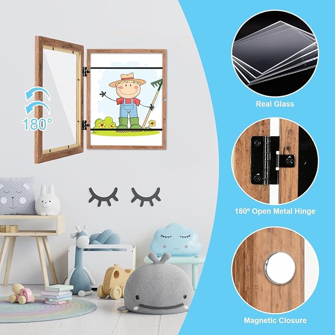 GULETHUN Kids Art Frames, 9x12 Front Opening Kids Artwork Frames Changeable - Image 7